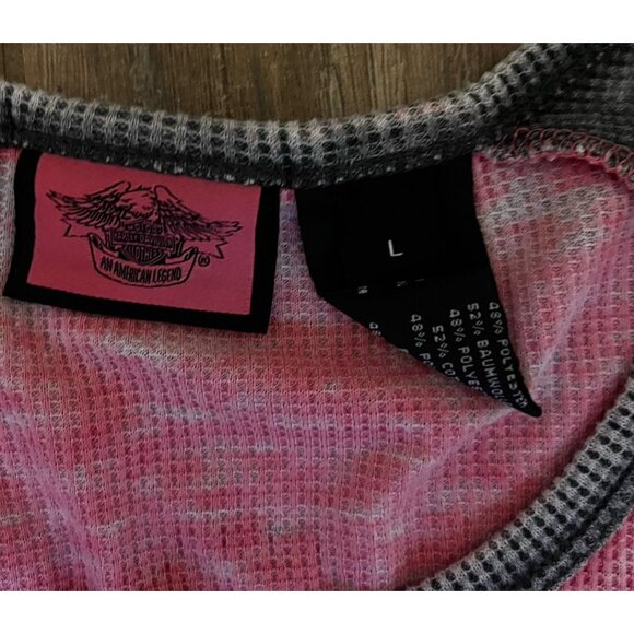 Harley Davidson Bling Pink Label Waffle Tee - Picture 2 of 3